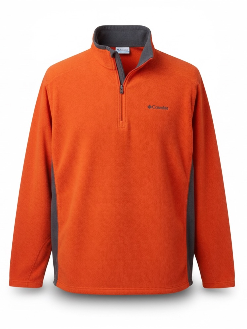 Columbia Men’s XXL Orange Gray Quarter Zip Fleece Pullover Outdoor Hiking